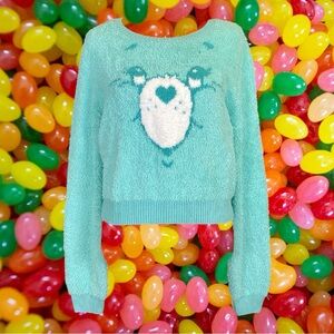 NWT Iron Fist x Care Bears Wish Bear Teal Blue Soft Fuzzy Sweater Size XL